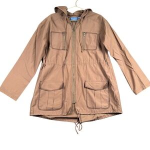 Simply Vera Vera Wang Women Brown Safari Utility Hooded Field Jacket Size S 955